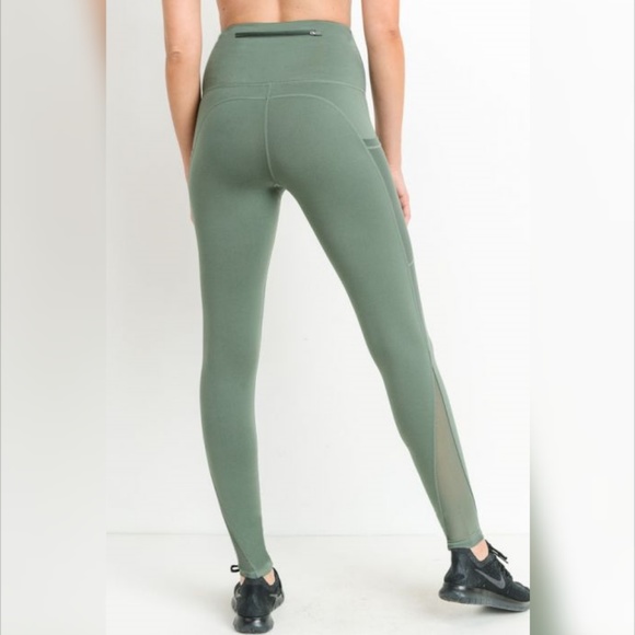 Highwaist Splice Mesh Pocket Full Leggings - Kiwi - Picture 5 of 6